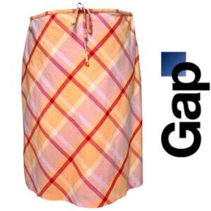Y2K Gap A-Line Skirt Lined Checkered Knee Length Bow Retro Sz: 16